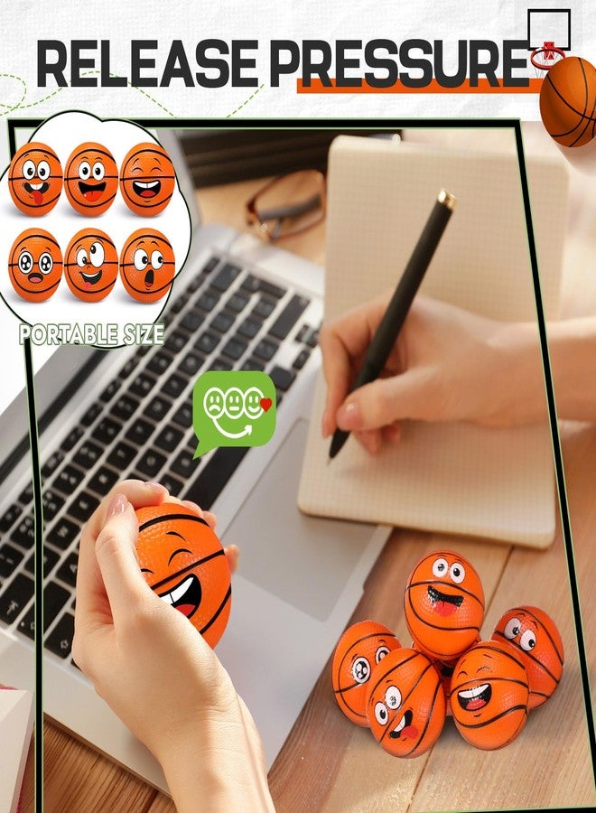 Arrowbash 36 Pcs Mini Face Basketball Stress Balls Bulk Small Basketballs Stress and Anxiety Relief Toy Foam Sports Squeeze Balls for School Carnival Reward Valentine's Day Sports Party Favors Gifts - Image 4